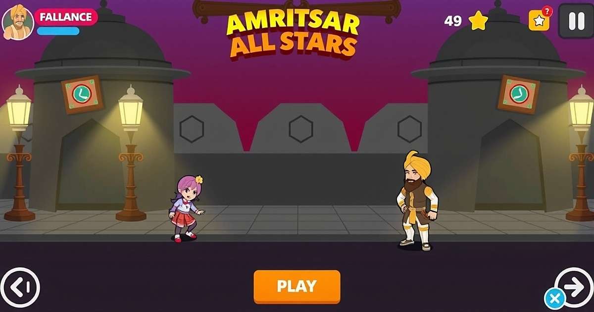 Amritsar All Stars - Punjab's popular mobile game Amritsar All Stars gameplay showing Punjabi cultural elements and characters